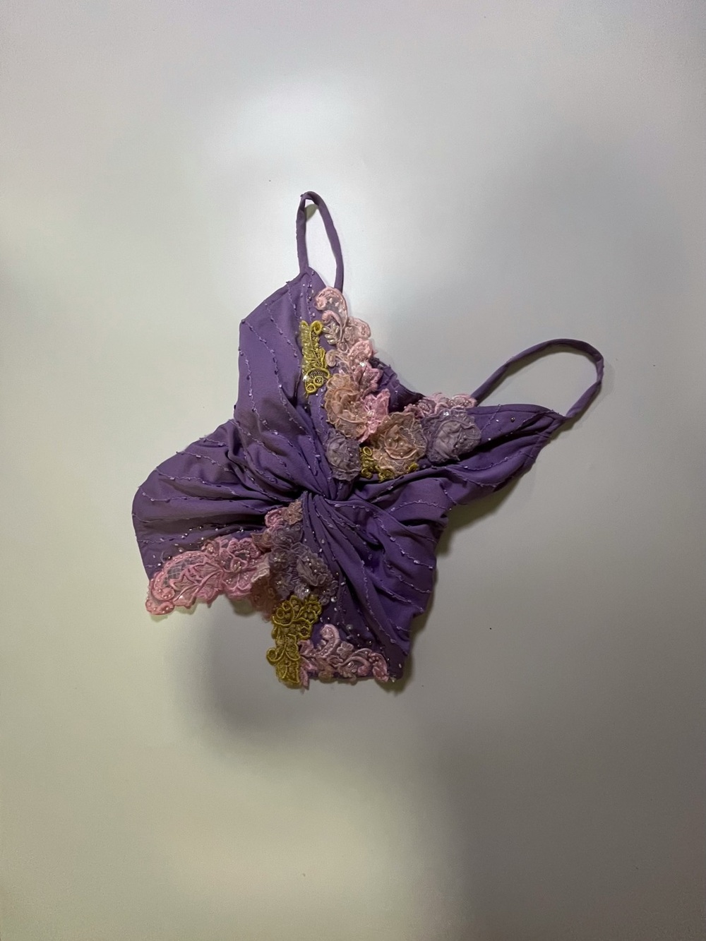 embroidered beaded lilac purple fairycore top